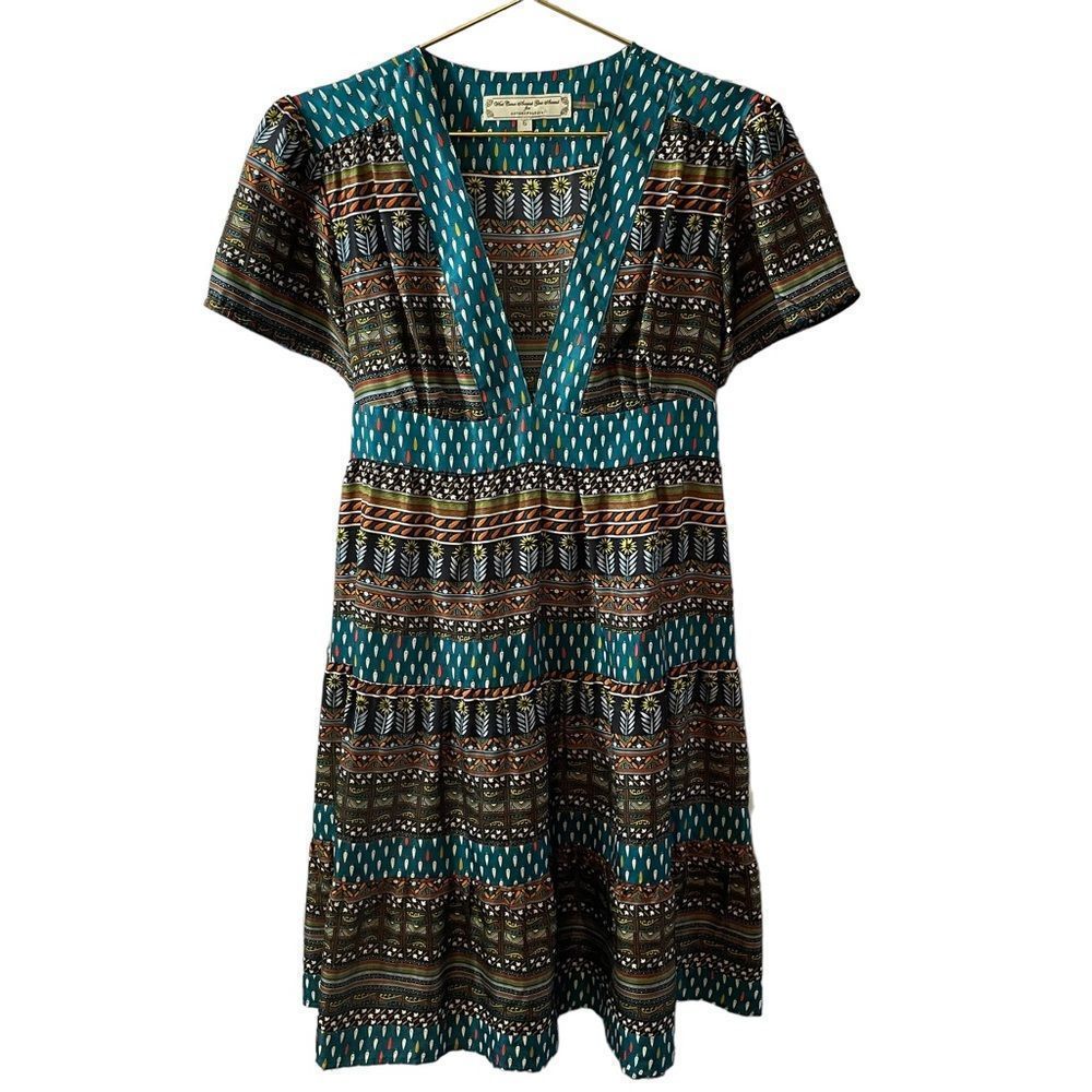"What Comes Around Goes Around" Anthropologie Silk Boho Dress Size 6